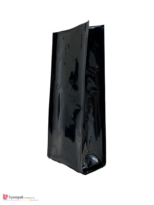 quad seal bag black colour 1lb with expandable gusset 