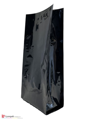 quad seal bag black colour 5lb with expandable gusset 