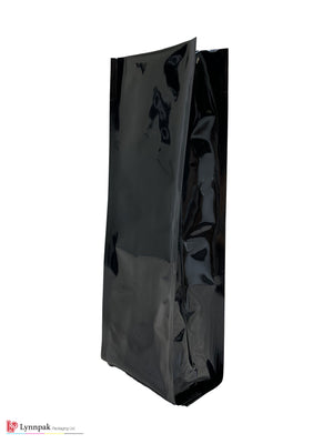 quad seal bag black colour 2lb with expandable gusset 