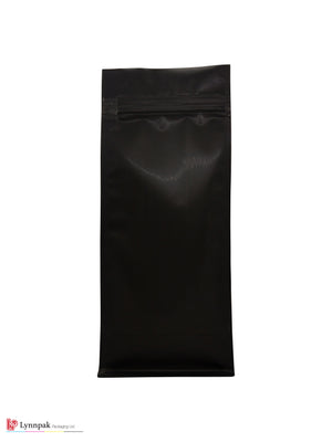 2 lb Block Bottom Bag with Pocket Zipper - Matte Black - 700 Pcs/Box
