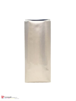 Front View Of A 0.5 lb Glossy Silver Gusset Bag, 1000 Pcs Per Box